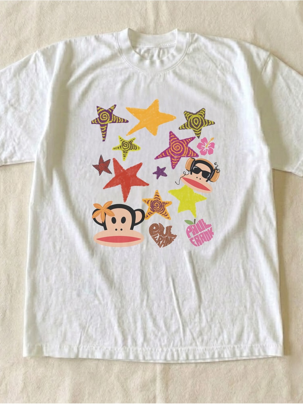 Gildan White Paul Frank Star & Monkey Graphic Tee